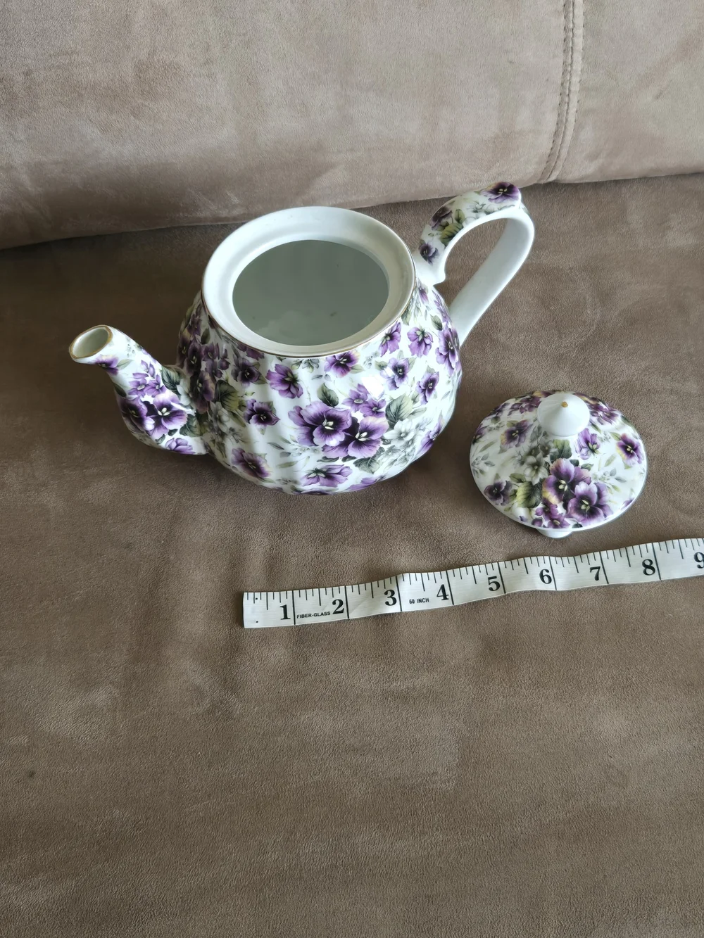 Porcelain Floral Teapot and Pink Rose Ceramic Arrangement - Home Accents